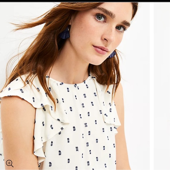 NWT Loft Clip Ruffle V-Back Shell, Size XL - Picture 2 of 6